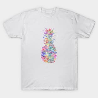 Pineapple Fruit Silhouette Shape Text Word Cloud T-Shirt